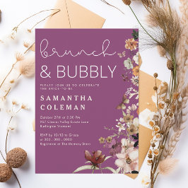 Brunch en Bubbly Modern Script Boho Vrijgezellenfe Kaart