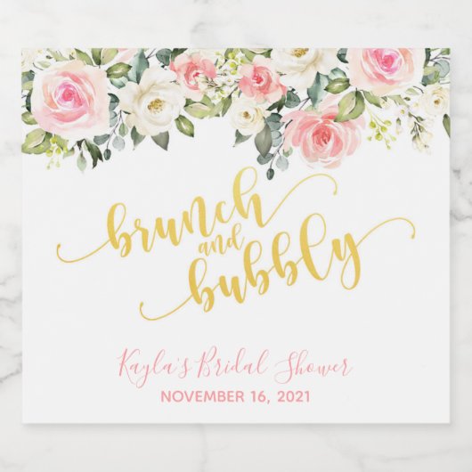 Brunch en Bubbly Mousserende Wijn Label - Gouden T Sparkling Wijnetiket (Enkel label)