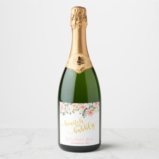 Brunch en Bubbly Mousserende Wijn Label - Gouden T Sparkling Wijnetiket (Voorkant)