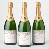 Brunch en Bubbly Mousserende Wijn Label - Roze Tek Sparkling Wijnetiket (Flessen)