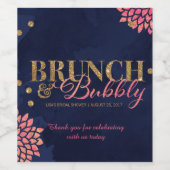 Brunch en Bubbly Navy Roze Goud Vrijgezellenfeest Wijn Etiket (Enkel label)