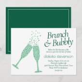 Brunch en Bubbly | Opvallende groene champagne Kaart (Voorkant / Achterkant)