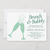 Brunch en Bubbly | Opvallende groene champagne Kaart (Voorkant)