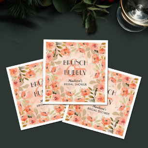 Brunch en Bubbly Oranje Bloemen Vrijgezellenfeest Servet