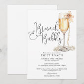 Brunch en Bubbly Pearls Vrijgezellenfeest Kaart (Voorkant / Achterkant)