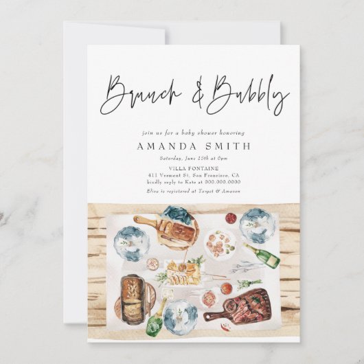 Brunch en Bubbly Picnic BBQ Red Plaid Baby shower Kaart (Voorkant)