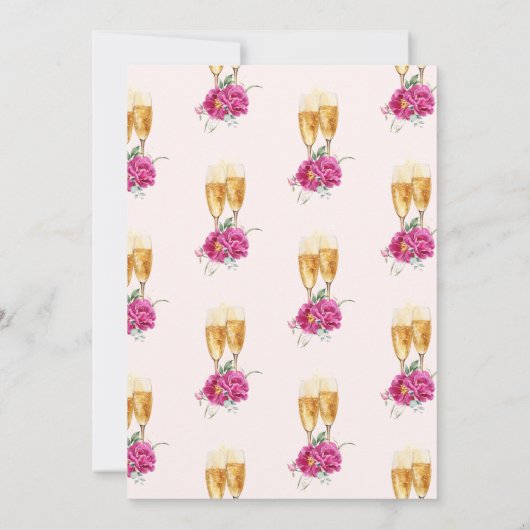 Brunch en Bubbly Pink Champagne Vrijgezellenfeest Kaart (Achterkant)