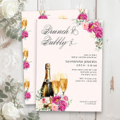 Brunch en Bubbly Pink Champagne Vrijgezellenfeest Kaart