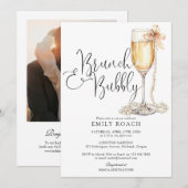 Brunch en Bubbly QR Code Foto Vrijgezellenfeest Kaart (Voorkant / Achterkant)