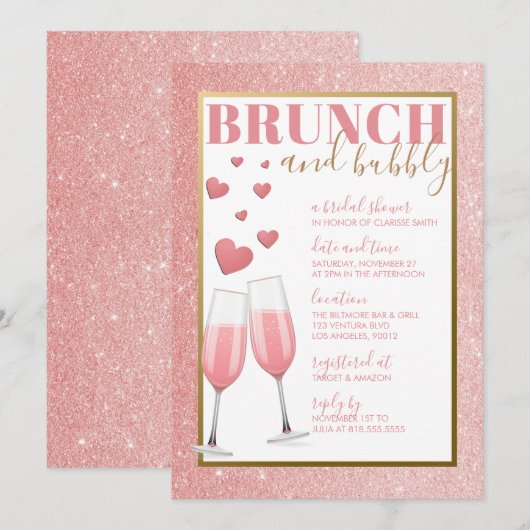 BRUNCH EN BUBBLY | ROOS GOLD CHAMPAGNE KAART (Voorkant / Achterkant)