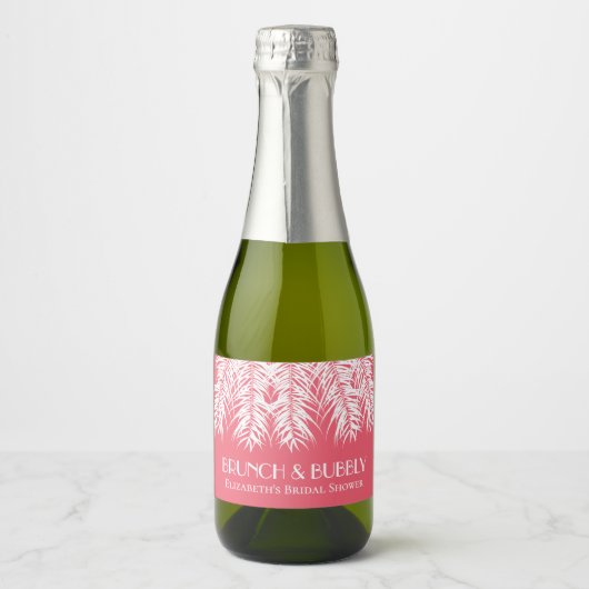 Brunch en Bubbly Roze Mini Mousserende Wijn Label Sparkling Wijnetiket (Voorkant)