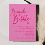 Brunch en Bubbly Roze Verjaardag Brunch Party Kaart<br><div class="desc">Dit is een Brunch en Bubbly Hot Pink Modern Minimalist Birthday Brunch Party uitnodiging!</div>