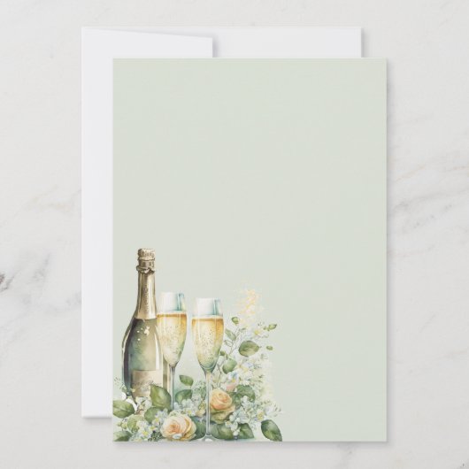 Brunch en Bubbly Rozen Champagne Vrijgezellenfeest Kaart (Achterkant)