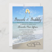 Brunch en Bubbly Sand Hearts Beach Vrijgezellenfee Kaart (Voorkant)