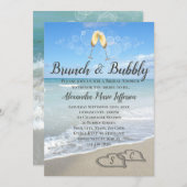 Brunch en Bubbly Sand Hearts Beach Vrijgezellenfee Kaart (Voorkant / Achterkant)