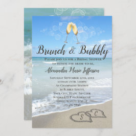 Brunch en Bubbly Sand Hearts Beach Vrijgezellenfee Kaart