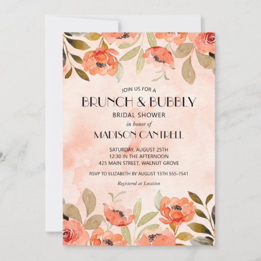 Brunch en Bubbly Sinaasappel Bloemen Vrijgezellenf Kaart (Voorkant)