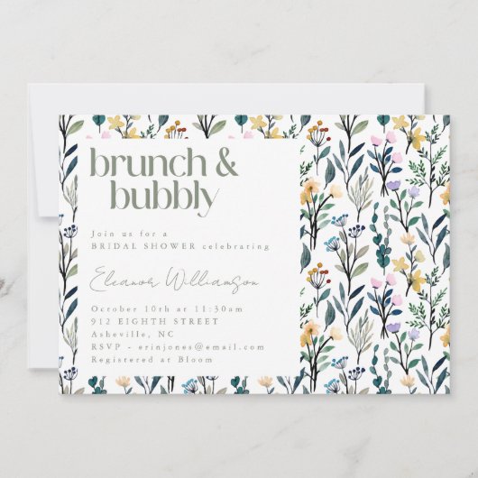 Brunch en Bubbly Spring Floral Vrijgezellenfeest Kaart (Voorkant)
