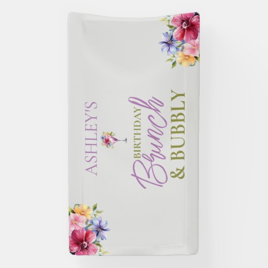 Brunch en Bubbly Verjaardagsbanner Spandoek (Verticaal)