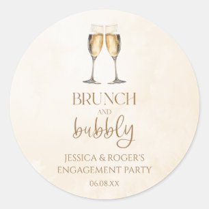 Brunch en Bubbly Verlovingsfeest Brunch Favor Ronde Sticker