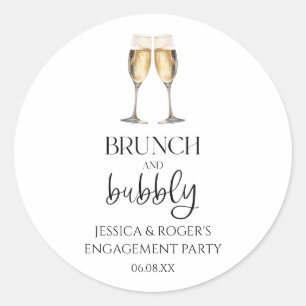 Brunch en Bubbly Verlovingsfeest Brunch Favor Ronde Sticker