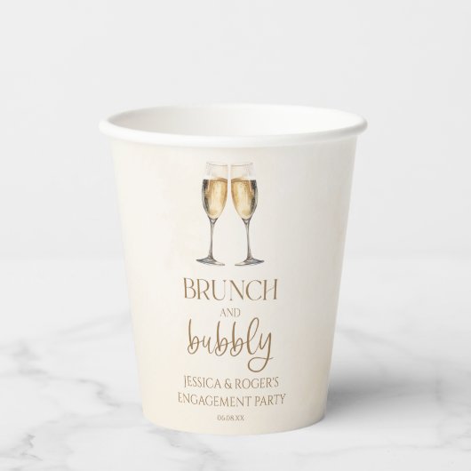 Brunch en Bubbly Verlovingsfeest Brunch Papieren Bekers (Voorkant)