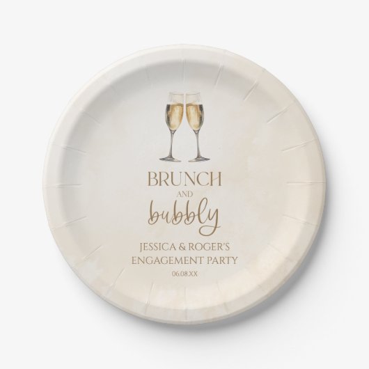 Brunch en Bubbly Verlovingsfeest Brunch Papieren Bordje (Voorkant)