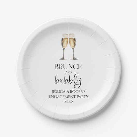 Brunch en Bubbly Verlovingsfeest Brunch Papieren Bordje (Voorkant)