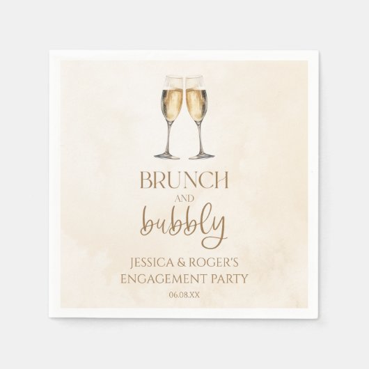 Brunch en Bubbly Verlovingsfeest Brunch Servet (Voorkant)