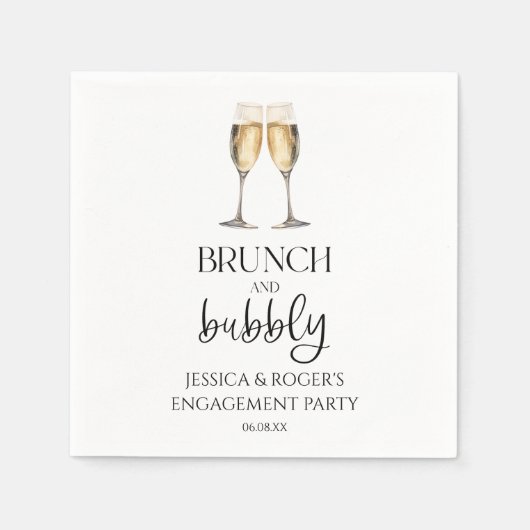 Brunch en Bubbly Verlovingsfeest Brunch Servet (Voorkant)