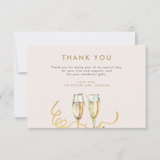 Brunch en bubbly vrijgezellenfeest bedankkaart (Voorkant)