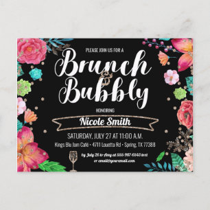 Brunch en Bubbly Vrijgezellenfeest Champagne Glitt Uitnodiging Briefkaart