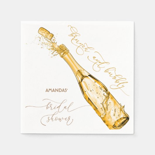 Brunch en Bubbly Vrijgezellenfeest Champagne Servet (Voorkant)