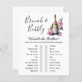 Brunch en Bubbly Vrijgezellenfeest Game Kaart (Voorkant / Achterkant)