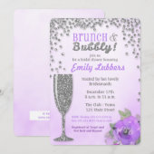 Brunch en Bubbly Vrijgezellenfeest Glitter Uitnodi Kaart (Voorkant / Achterkant)