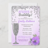 Brunch en Bubbly Vrijgezellenfeest Glitter Uitnodi Kaart (Voorkant)
