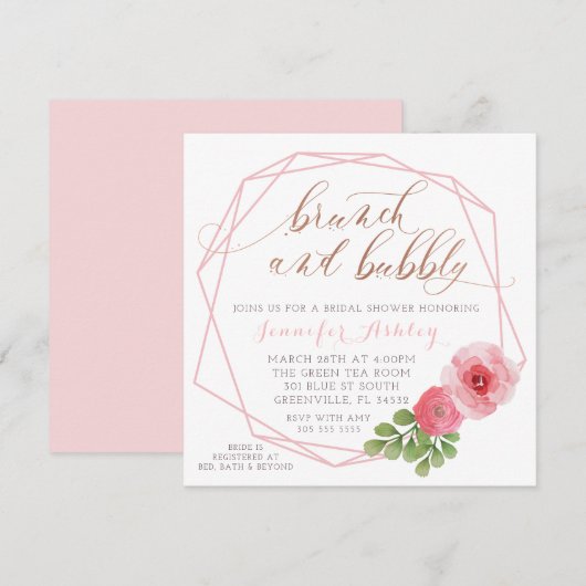 BRUNCH EN BUBBLY VRIJGEZELLENFEEST INVITE KAART (Voorkant / Achterkant)