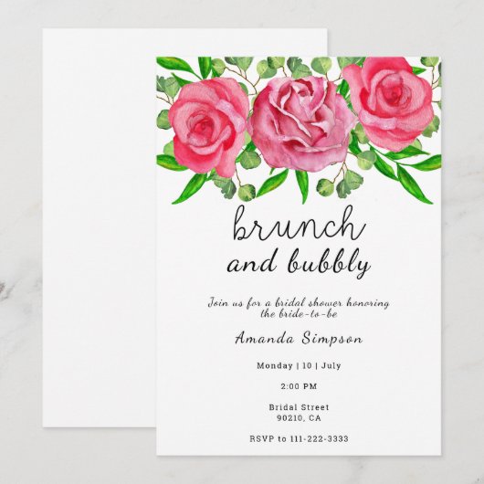 Brunch en bubbly vrijgezellenfeest kaart (Voorkant / Achterkant)