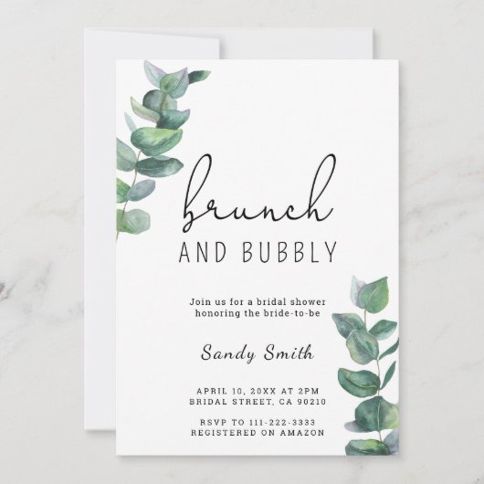 Brunch en bubbly vrijgezellenfeest kaart (Voorkant)