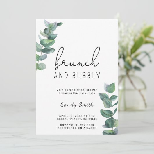 Brunch en bubbly vrijgezellenfeest kaart (Staand voorkant)