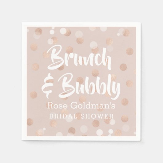 Brunch en Bubbly Vrijgezellenfeest Roos Gouden Con Servet (Voorkant)