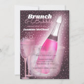 Brunch en Bubbly Vrijgezellenfeest Roze Champagne Kaart (Voorkant)