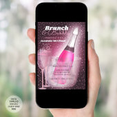 Brunch en Bubbly Vrijgezellenfeest Roze Champagne Kaart