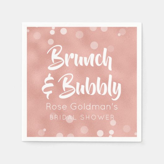 Brunch en Bubbly Vrijgezellenfeest Roze Rose Goud Servetten (Voorkant)