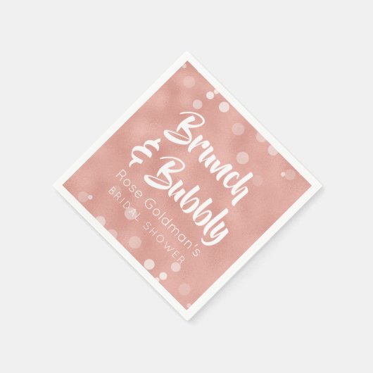 Brunch en Bubbly Vrijgezellenfeest Roze Rose Goud Servetten (Hoek)