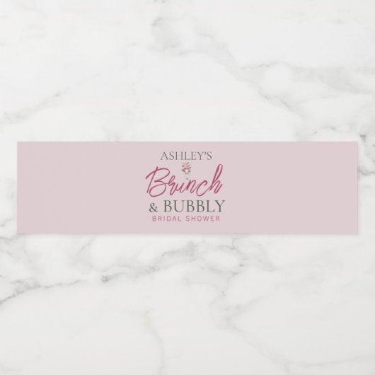 Brunch en Bubbly Vrijgezellenfeest Waterflesetiket Waterfles Etiket (Enkel label)