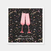Brunch en Bubbly Vrijgezellenfeest Zwart Servet (Voorkant)