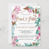 Brunch en bubbly waterverf floral vrijgezellenfees kaart (Voorkant)