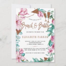 Brunch en bubbly waterverf floral vrijgezellenfees kaart