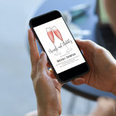 Brunch en Bubbly Waterverf Roze Vrijgezellenfeest Kaart